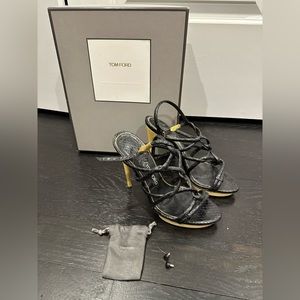 Tom Ford Snake Heels Sandals Pumps Shoe Open Toe Sexy Snakeskin